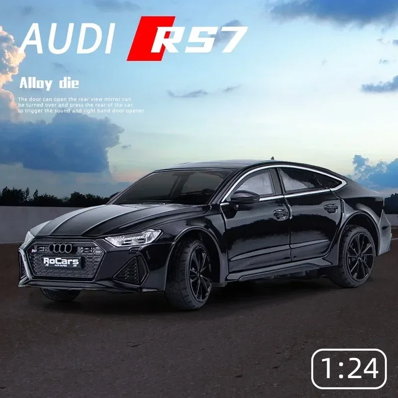 1:24 audi rs7 sportback合金ダイキャストおもちゃ車モデルホイールステアリング音と光の子供のおもちゃ収集可能な誕生日プレゼント