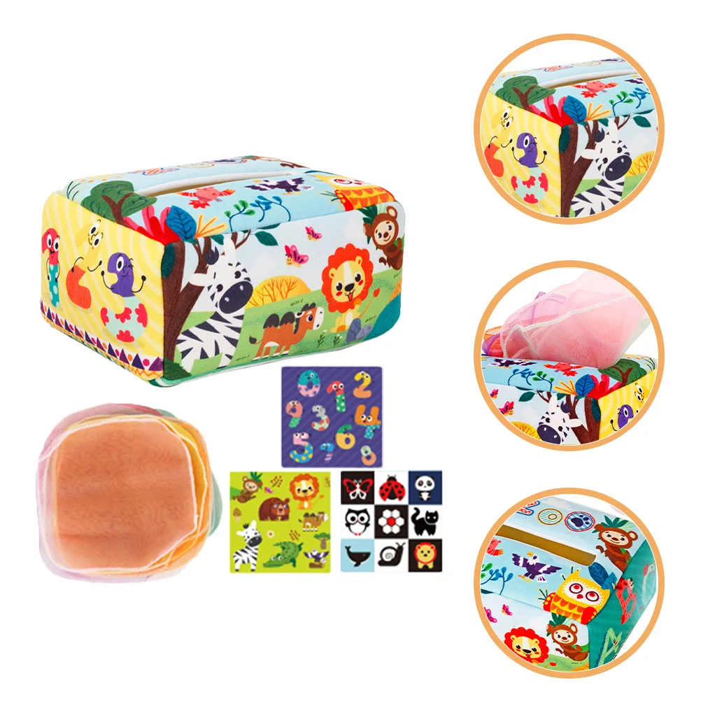 Children's Toys Tissue Box Rattle Paper for Baby Colorful High Contrast Toddler