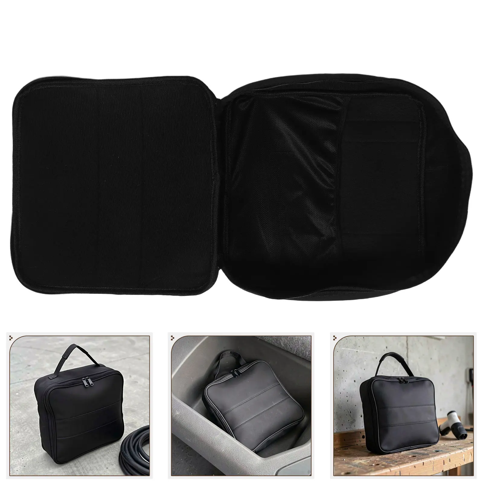 Portable Ev Charging Cable Bag Waterproof PU Organizer Case Car Charger Storage Pouch Dustproof Compact Car Cord