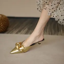 Shoes Pointed Toe Women's Slippers and Ladies Sandals Flowers Slides Flat Outside New Style Waterproof Non Slip Unique Korea Vip