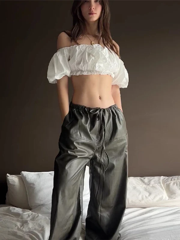 Sisjuly Cry Bubble Sve T-shirt Dames ort Sve One-shoulder Buik-Baring Top Veelzijdig Zomer Faion Polyester Sp...