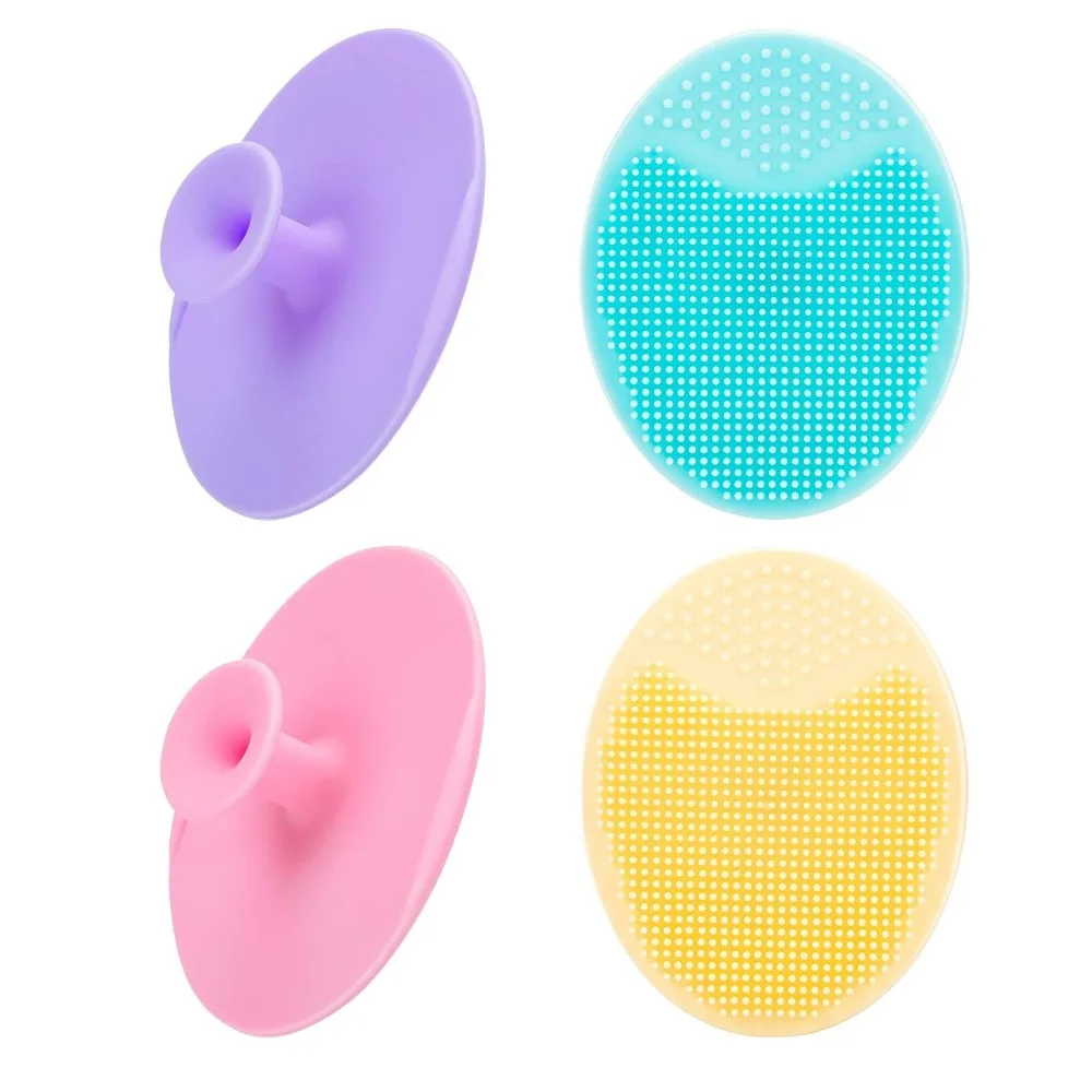 Soft Silicone Facial Cleansing Brush 4 Pack Exfoliator Scrubber Pad for Deep Pore Cleaning Blackhead Acne Treatment Gentle Face Wash Tool Skin Care Routine Men Women Cradle Cap Remover for Babies Reusable Waterproof