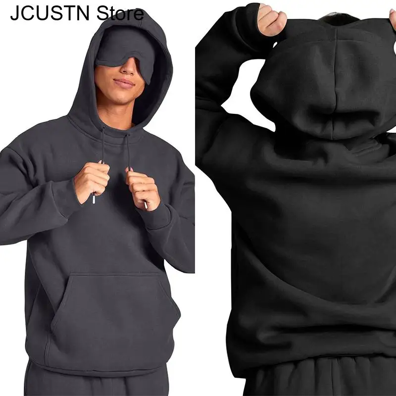 2025 الرجال بلون مقنعين البلوزات قناع عين مقنعين القمم تجريب وتتسابق الخريف الشتاء النساء رياضية طويلة الأكمام هوديي