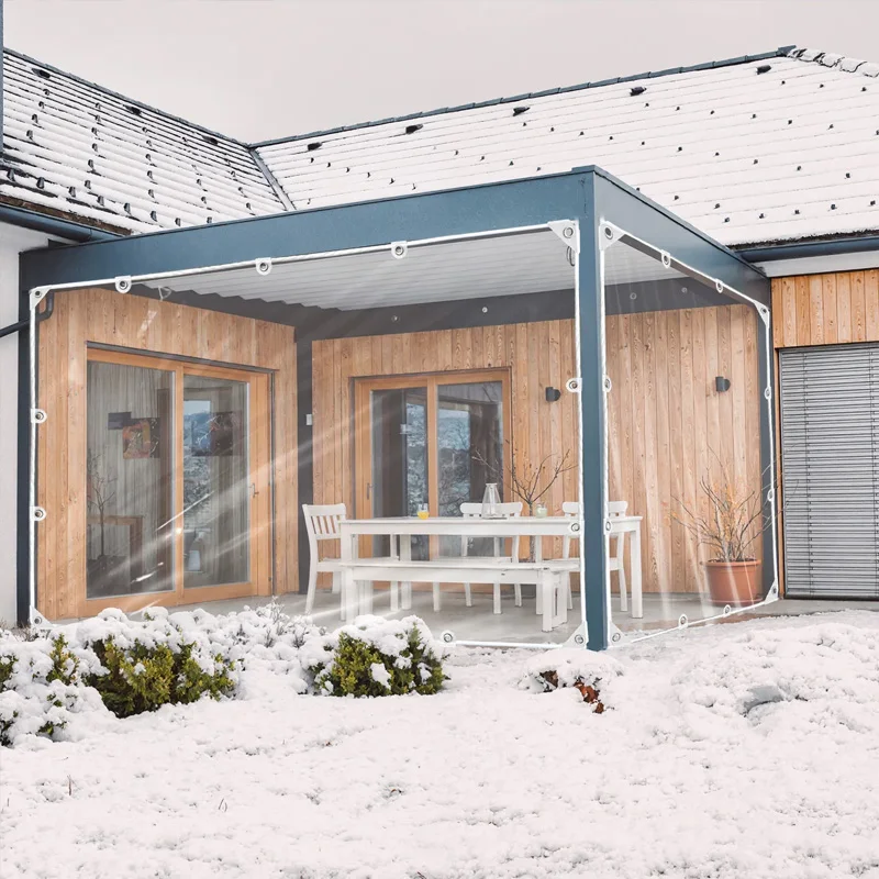 

Прозрачные брезенты Сверхмощный ПВХ, прозрачный брезент Прочный водонепроницаемый пылезащитный ветрозащитный брезент с втулками и веревками для патио