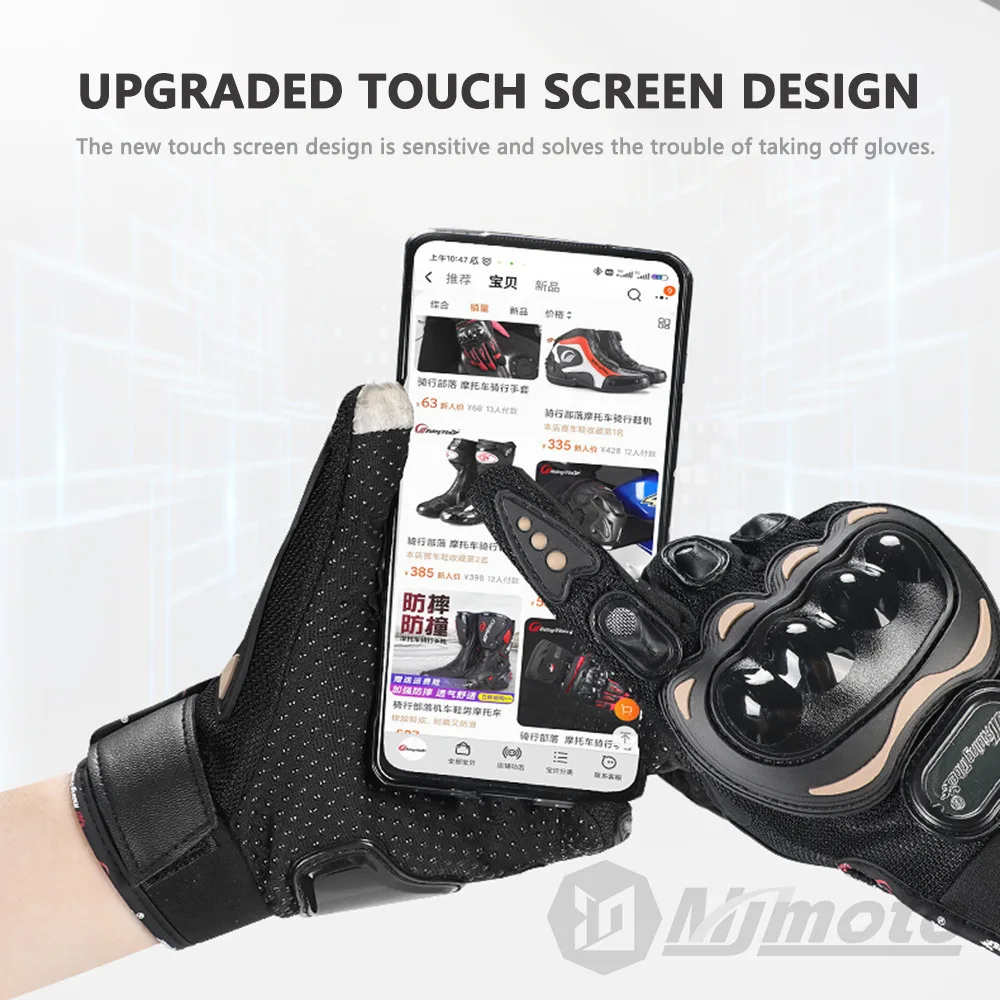 Motorcycle Gloves Men Women Breathable Touch Screen Anti-Collision Hard Shell Full Finger Riding Gloves Outdoor Sports