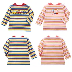 Autumn  Japanese Girls Long Sleeved T-shirt  Boys T-Shirt Luxury Striped Bear Rabbit Tops Kids Sweatshirts Baby Girl Clothes