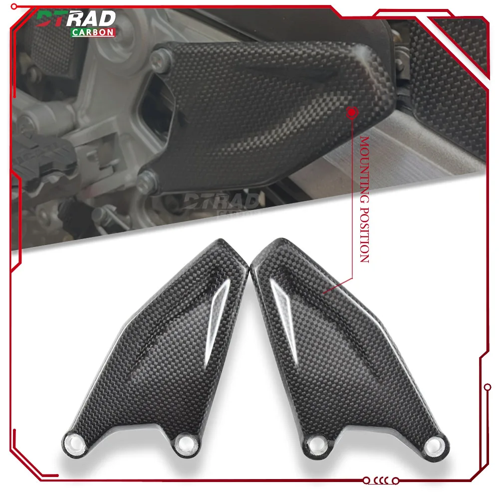 For DUCATI Hypermotard 698 MONO RVE 2024 2025 Carbon Fiber Heel Guard Footpeg Wings Footrest Protector Fairing Kit Accessories