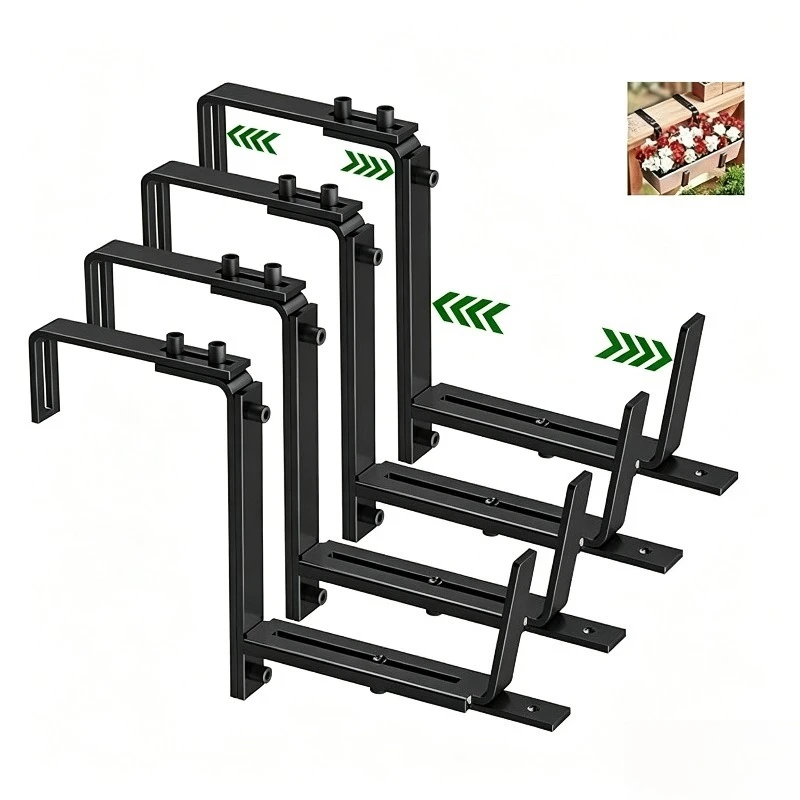 2/4pcs Adjustable Flowerpot Holder Planters Palisade Gazebos Patio Garden Balconies Fence Heavy Duty Metal Planter Box Brackets