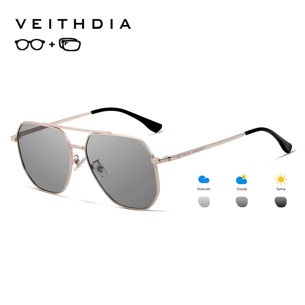 

VEITHDIA модные мужские поляризационные солнцезащитные очки по рецепту для рыбалки, фотохромные линзы UV400, очки для уличного вождения, близорукости P82580