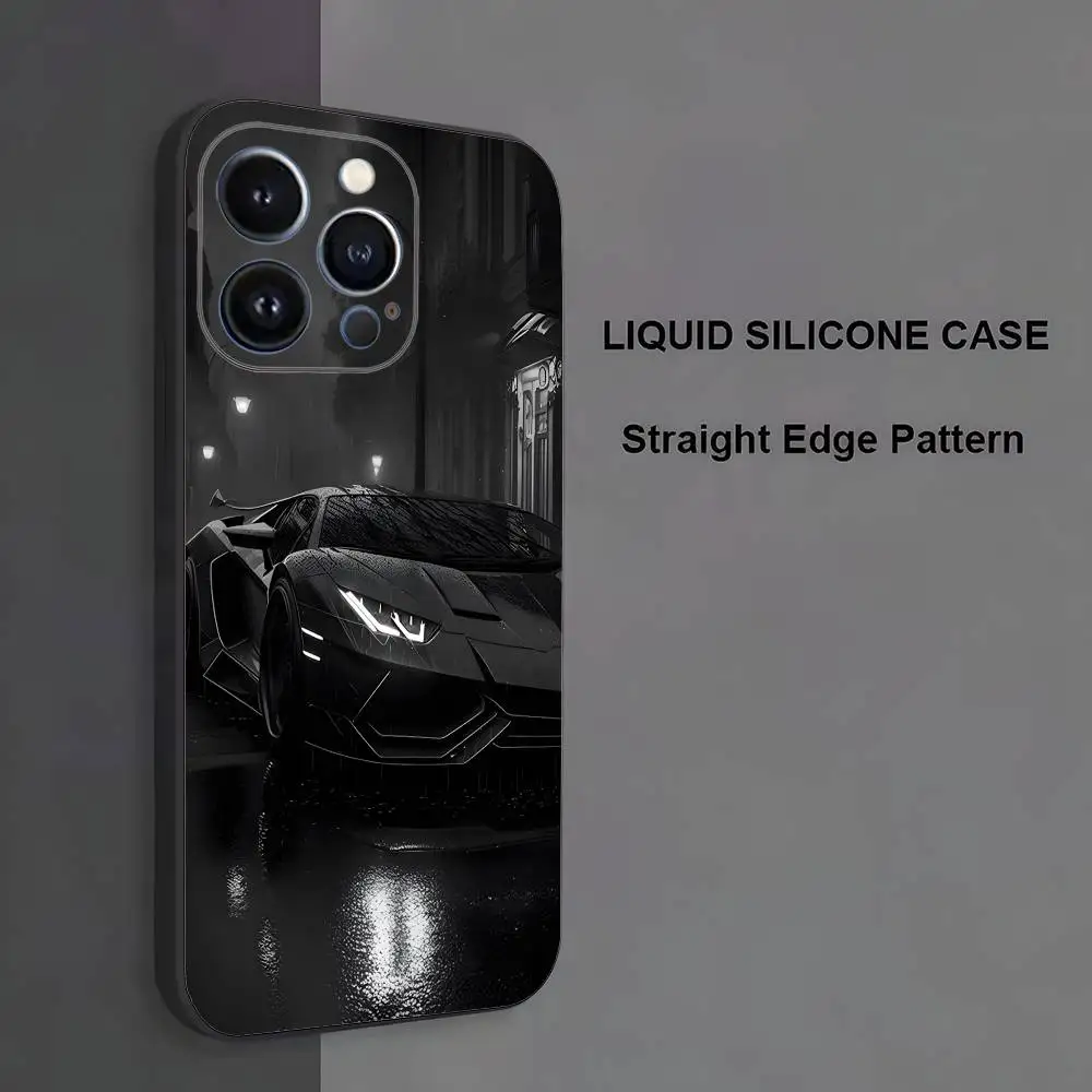 حافظة هاتف Cars-L-Lamborghinis-S لهاتف iPhone 17,16,15,14,13,12,11,Pro Max,XS,X,XR,SE,Mini,8,7,غطاء أسود من السيليكون الناعم