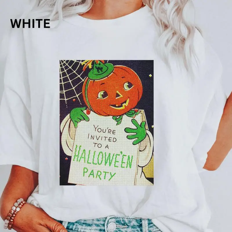 

Retro Spooky Pumpkin T-Shirt, Vintage Halloween Party Graphic Tee, Classic Fall Festival Top, O-Neck Short Sleeve