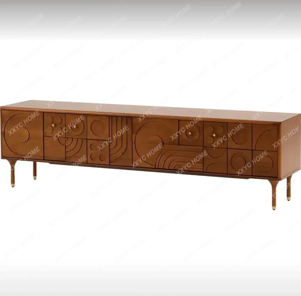 LTV cabinet retro solid wood carving flower small apartment living room antique storage cabinet