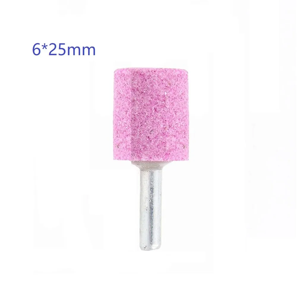 1pc Chrome Corundum 6mm Shank Abrasive Mounted Stone Cylindrical For Rotary Tool Grinding Wheel 25mm Power Tools