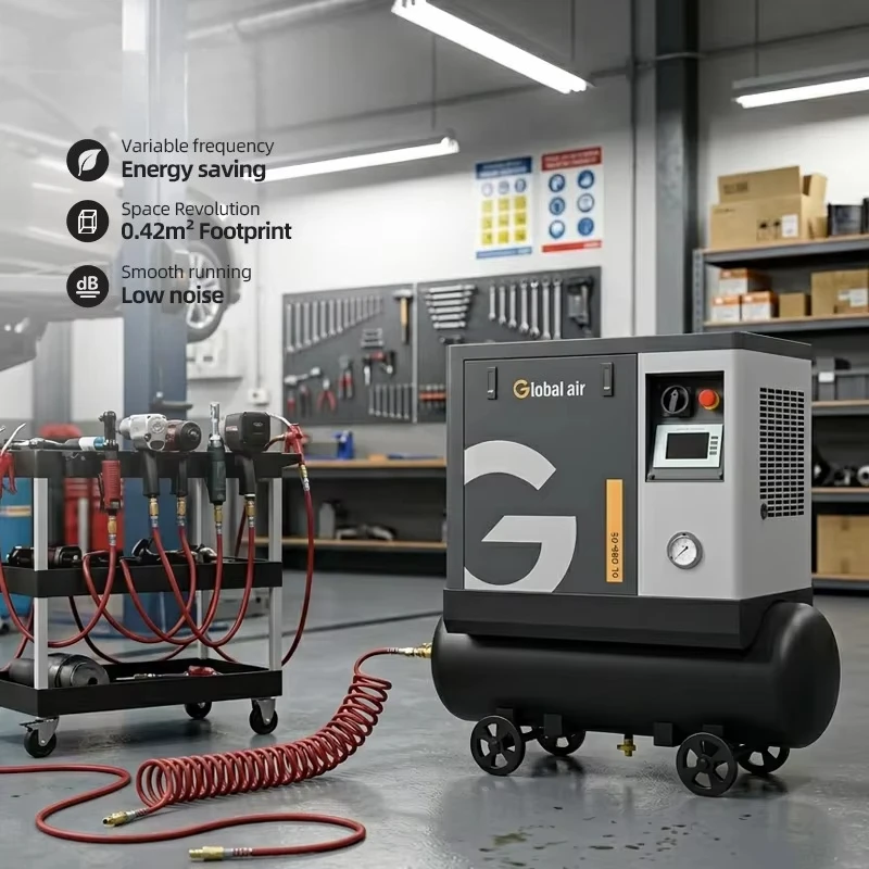 Direct Drive Silent Screw Air Compressor for Hobby Tools Home Garage Workshop With Wheels 380V 15KW 20HP Portable
