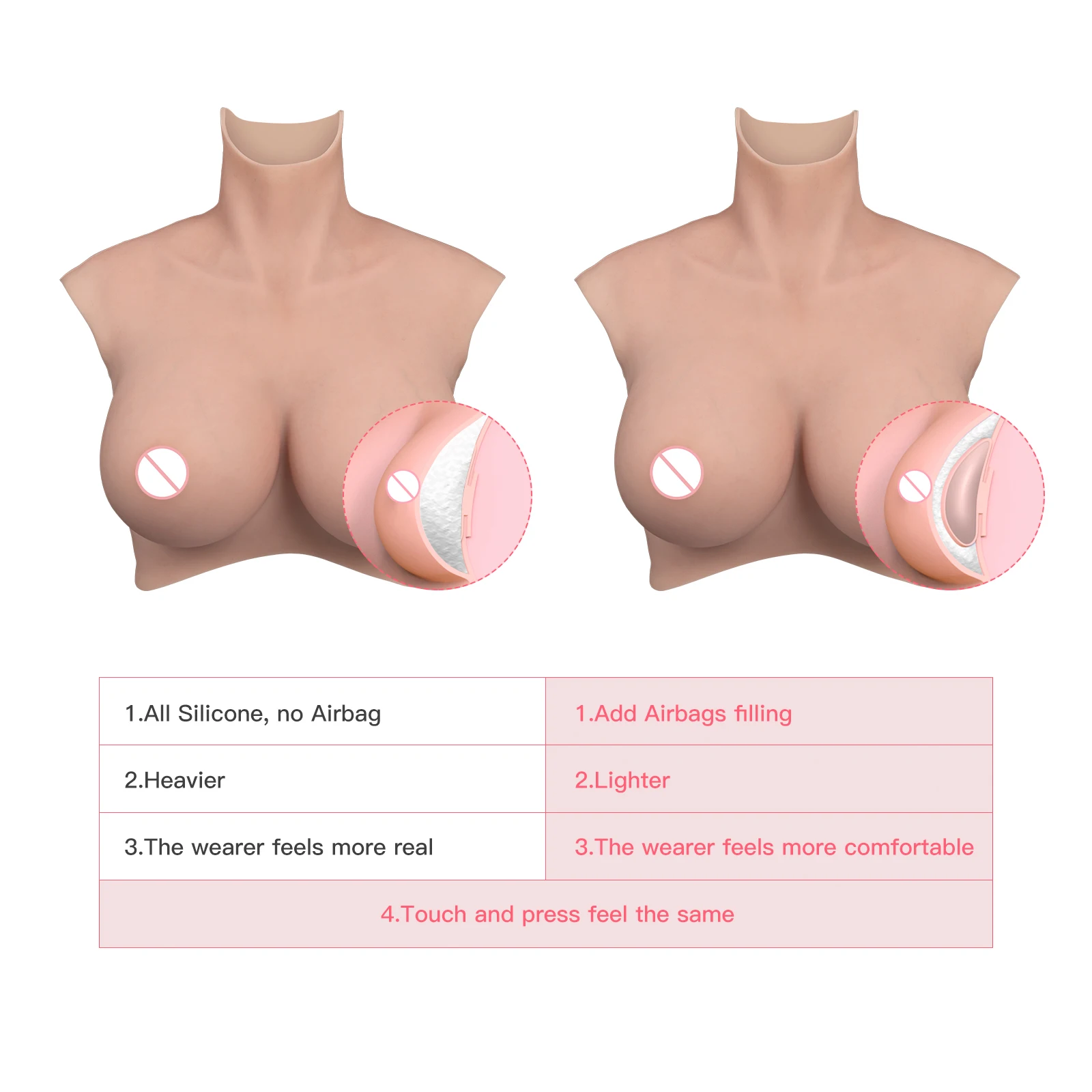 KOOMIHO 8th Generation Silicone Breast Forms Realistic Huge Fake Boobs Enhancer Sexy Style for Crossdresser Drag Queen Costumes