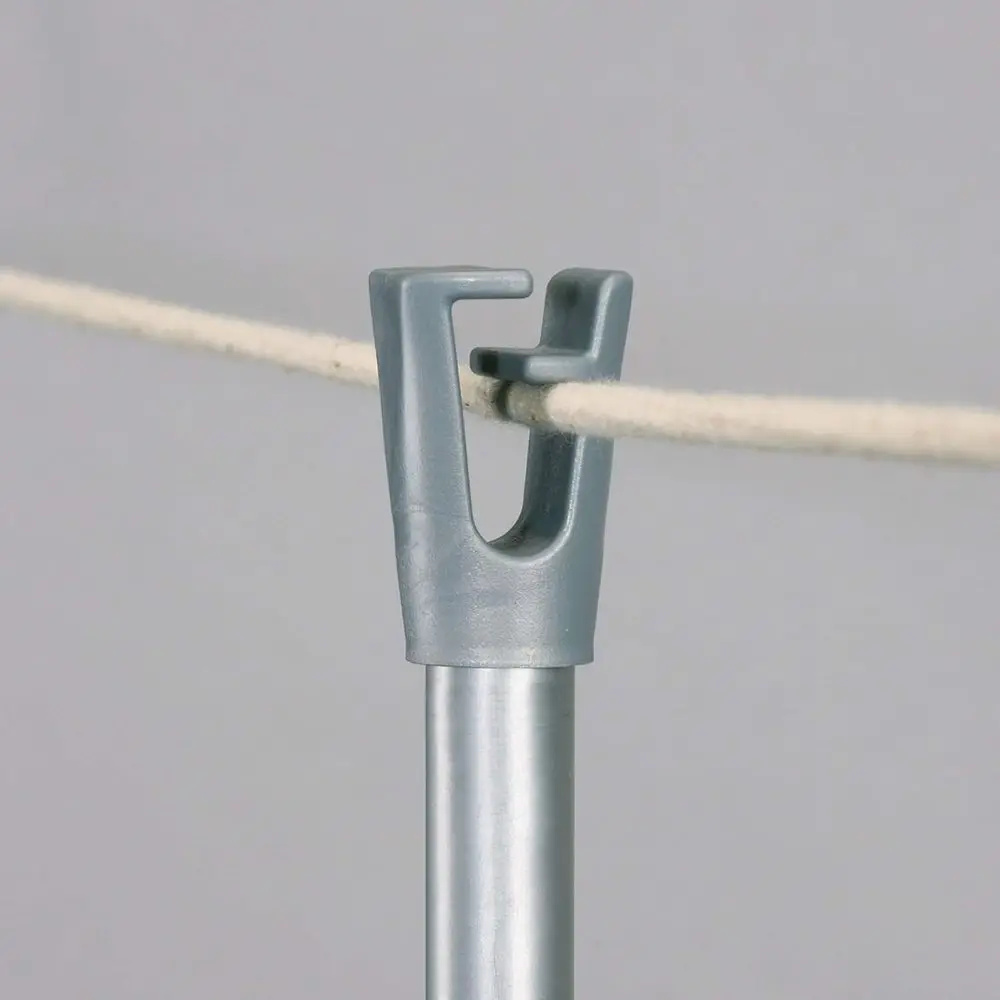 Outdoor Steel Telescoping Clothesline with Threading Eyelet and Stake Mount, Silver