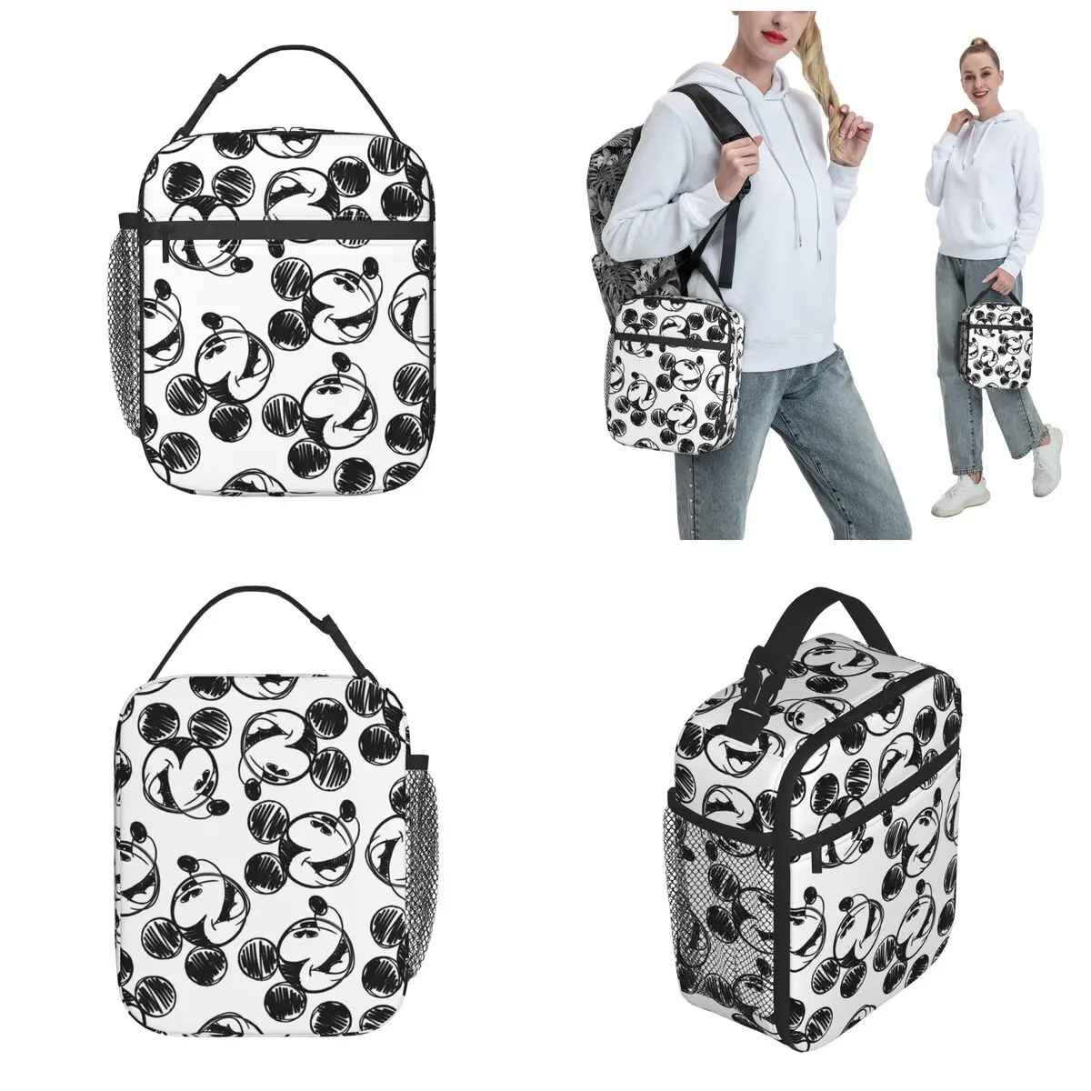 Mickey Mouse Insulated Lunch Bag Thermal Meal Container Portable Tote Lunch Box for Men Women Work Picnic