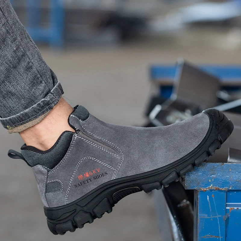 Steel Toe Safety Shoes for Men, Anti-Puncture Anti-Smash Non Slip Industrial Work Boots, Lightweight CE Work Safety Footwear