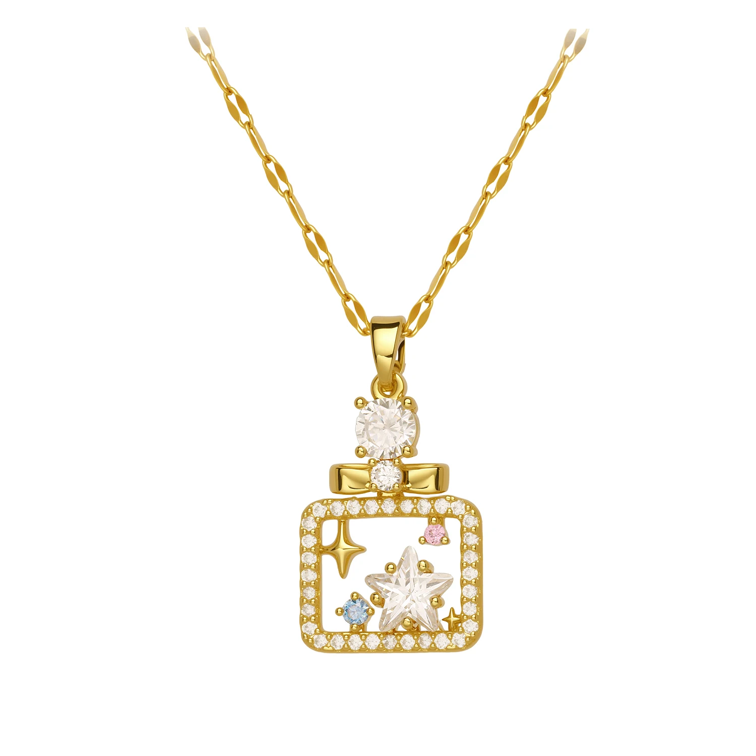 High Grade Design Fragrant Water Bottle Necklace Women's Stainless Steel Luxury Pendant Temperament Elegant Fashion Jewelry Gift