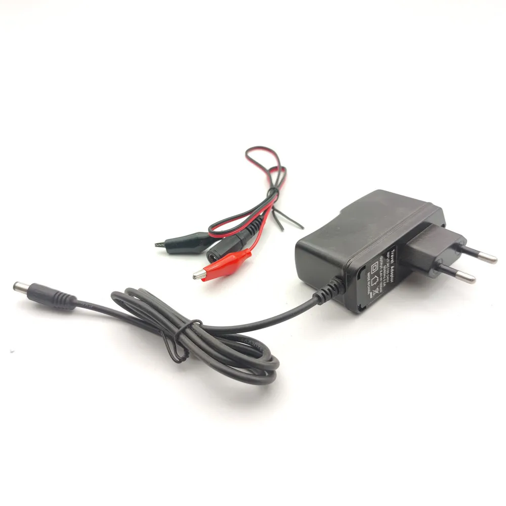 Cargador de batería de iones de litio 12,6 v 1A con conector hembra DC pinzas cocodrilo para 3S 18650
