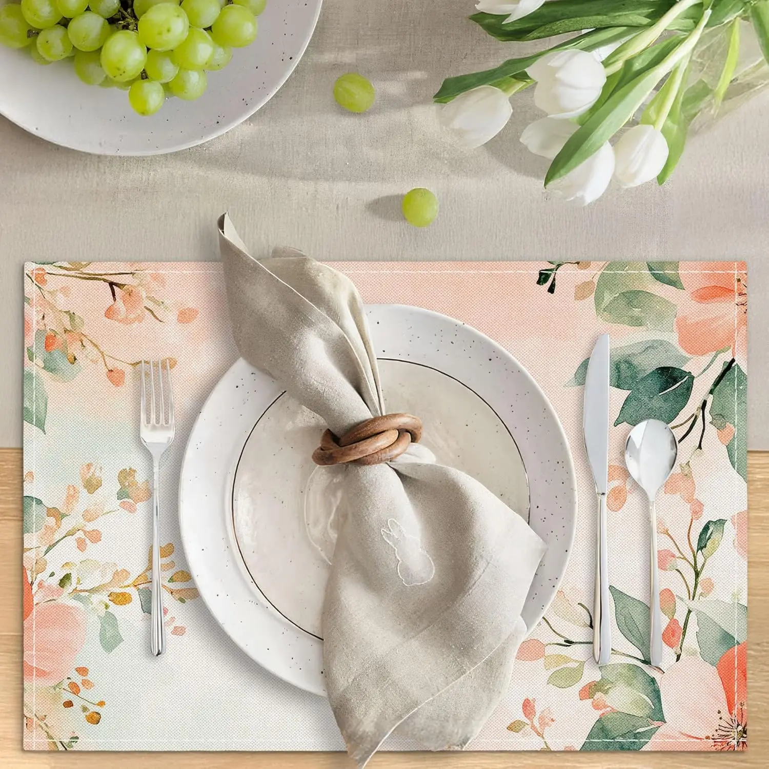 Christian Cross Jesus Flowers Floral Placemats Spring Watercolor Rustic Table Mat Decor, Seasonal Summer