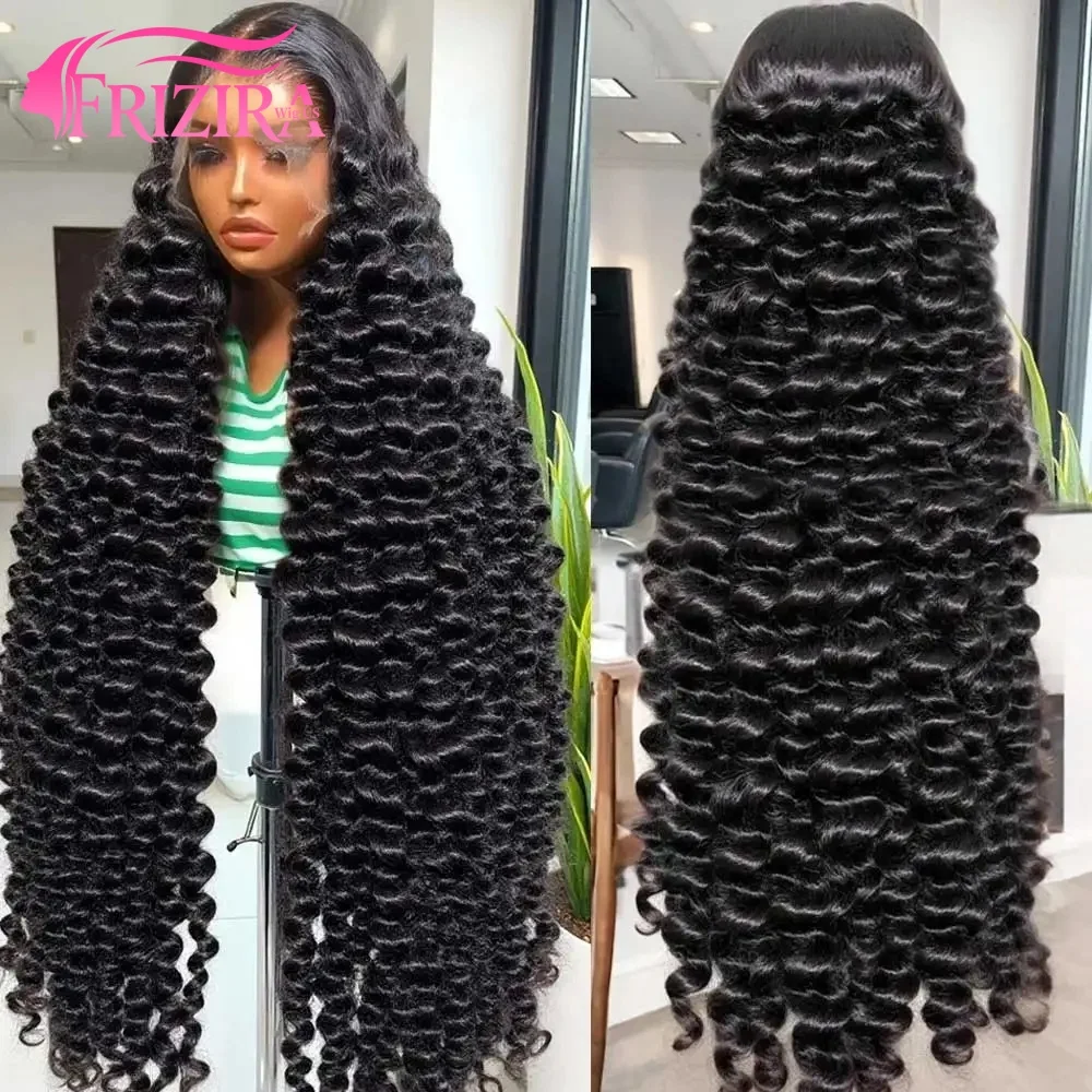 Perruques en cheveux humains brésiliens bouclés ondulés, densité 200, 30 pouces, HD Loose Deep Wave, avec dentelle frontale 13x6 et 13x4, pour femmes
