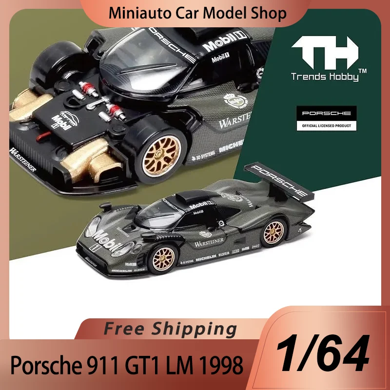 

New In Stock Trends Hobby 1:64 Porsche 911 Gt1 Lm 1998 Alloy Miniature Die Casting Model Hk Toycar Salon 2025 Limit Toys Gift