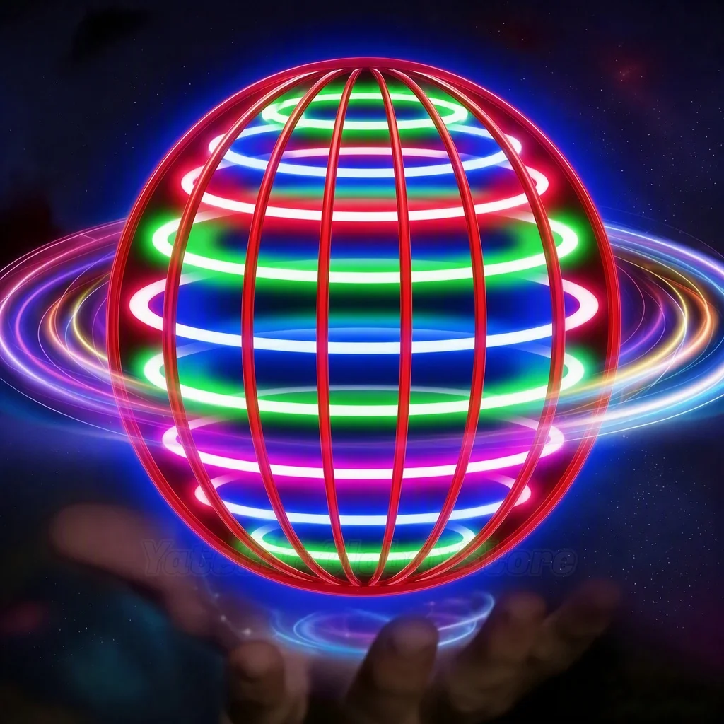 Hand Controlled Flying Ball for Children 360° Rotating Suspension Cosmic Globe with Color LED, Suitable for Indoor & Outdoor Toy