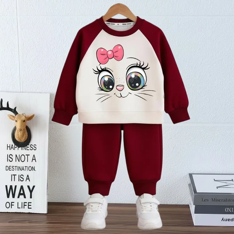 Frühling Neue Stil Mädchen Gespleißt Langarm O Neck Hoodies Sets Mädchen Lässige Kinder Sweatshirt und Sweatapant 2 stücke Set