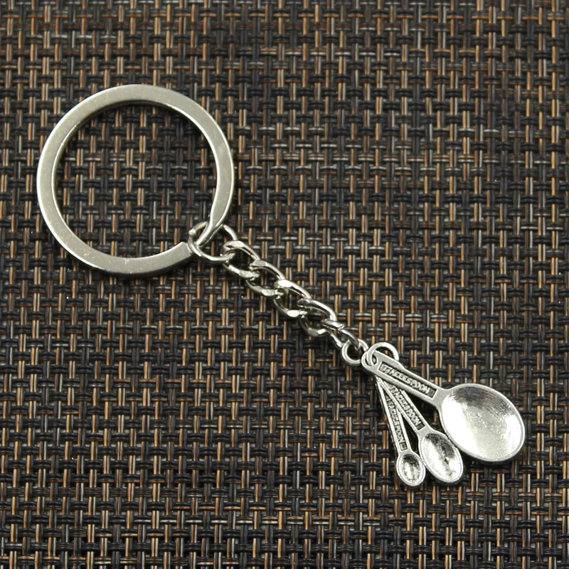 Fashion 30mm Key Ring Metal Key Chain Keychain Jewelry Antique Silver Color Plated Three Kitchen Spoon 31x20mm Pendant