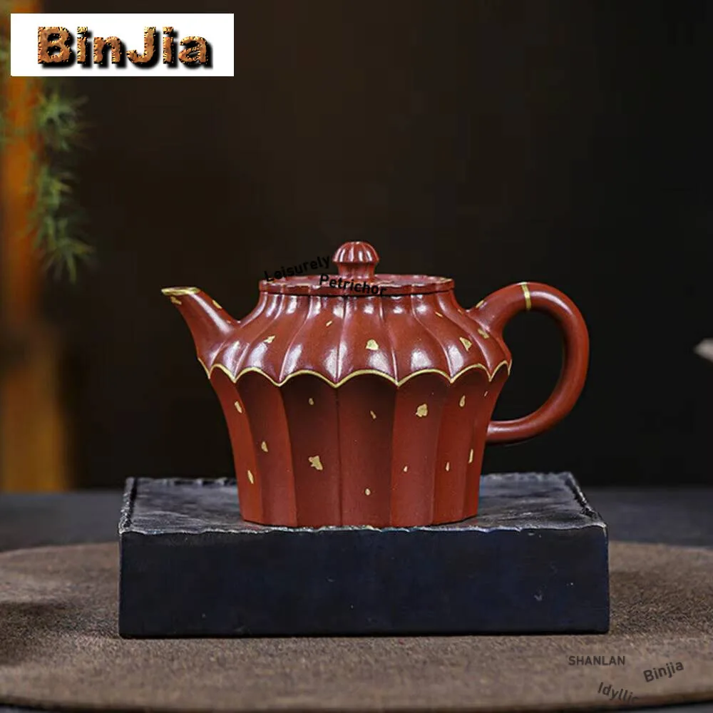 

300 мл эстетические чайники из фиолетовой глины Исин, горшок ручной работы, чайник из необработанной руды и грязи с заварочным устройством, чайный сервиз Zisha, подарочные аксессуары