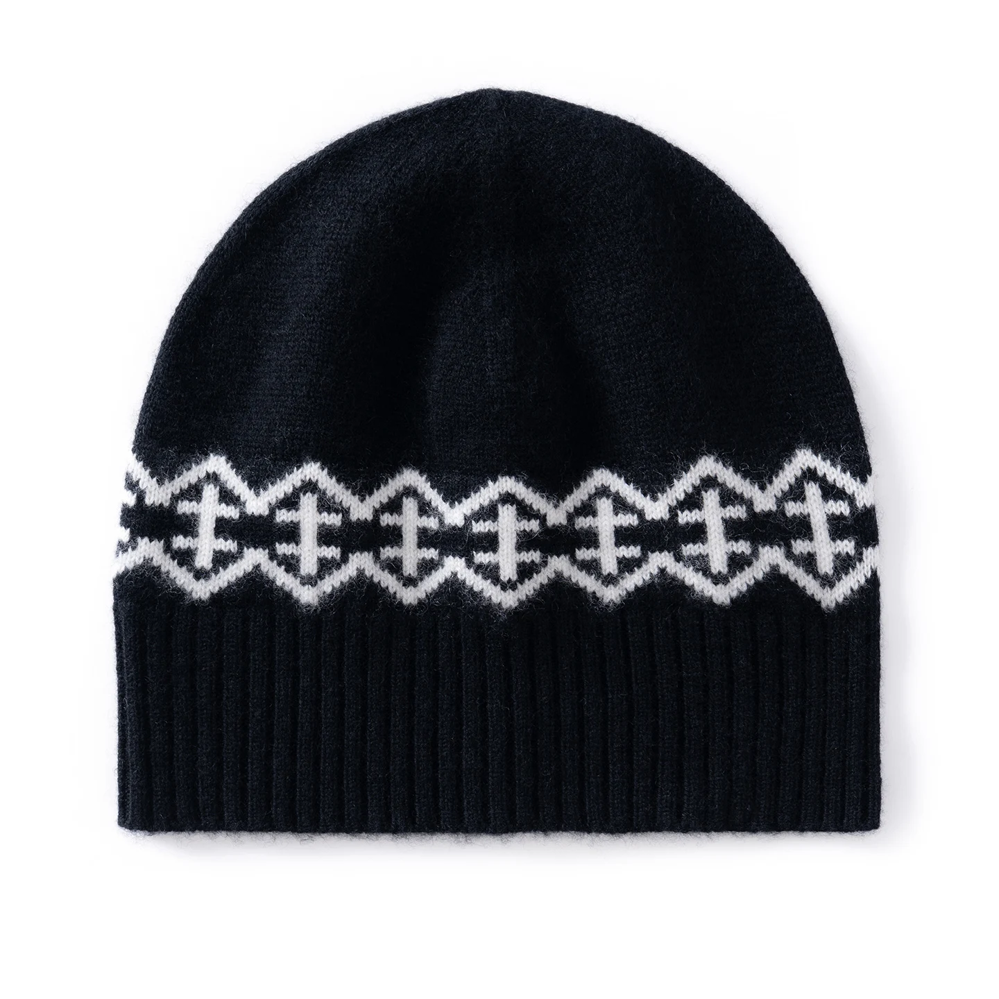 ZYCZCXX High-Quality Padded Pure Cashmere Women's Jacquard Cold Hat Winter Outdoor Men's Ski Warm Knit Beanie New Fashion Cap