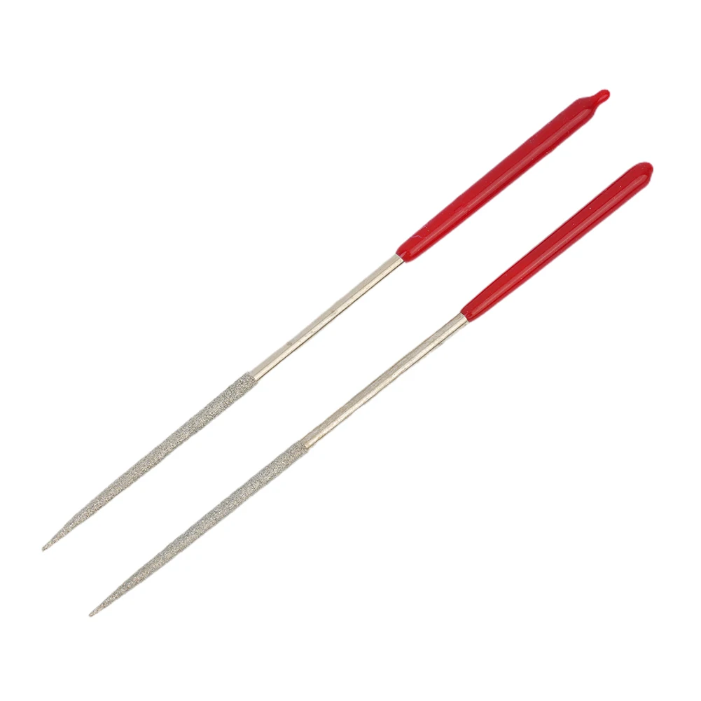 For Mechanics Needle File Diamond Files Industrial Accessories DIY Parts Silver Tone + Red Tool 2 Pcs Practical
