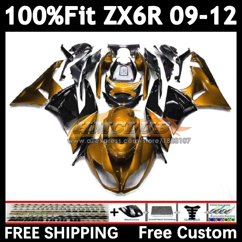 Injection Kit For KAWASAKI NINJA ZX-636 gloss golden ZX-6R 2009 2010 2011 2012 158No.61 ZX 636 6R ZX636 ZX6R 09 10 11 12 Fairing