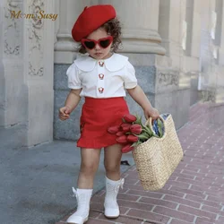 Fashion Baby Girl Cotton Embroidery Clothes Set Shirt+Skirt 2PCS Infant Toddler Child Clothing Set Summer Baby Clothes 1-10Y