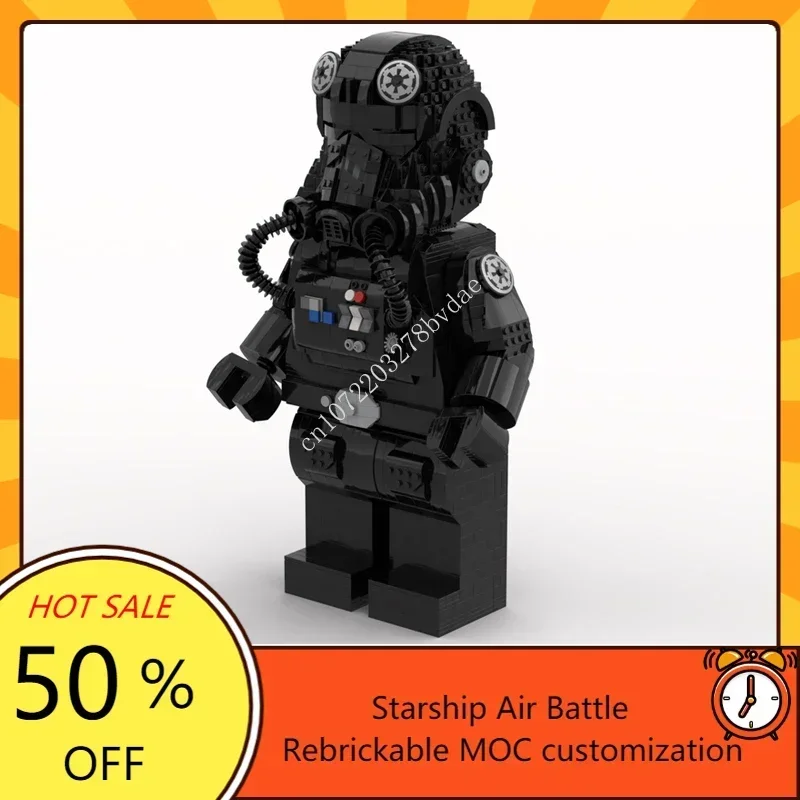 MOC Space Battle Tie Fighter Pilot Mega Figure Model Building Blocks Technology Bricks DIY Creative Assembly Toys Kids Gifts