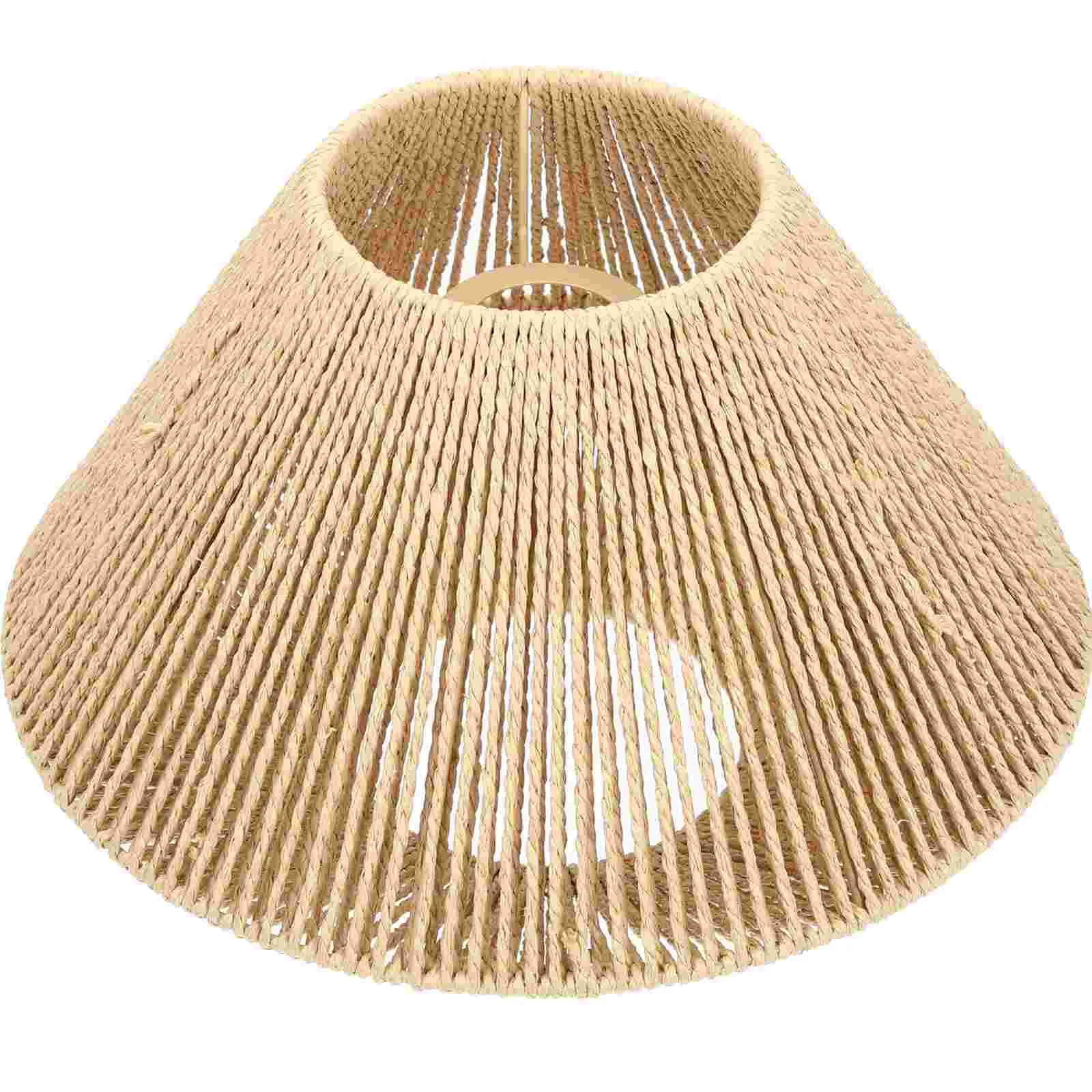 

Decoration Rattan Lampshade Black Light Cover Ceiling Paper Woven Vintage Table Fixture