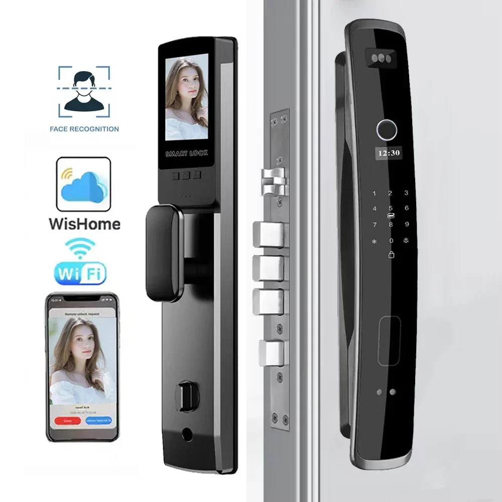 

SAIJIA Automatic Electronic Fingerprint Biometric Lock WIFI Smart Lock 3D Face Recognition Digital Door Lock With