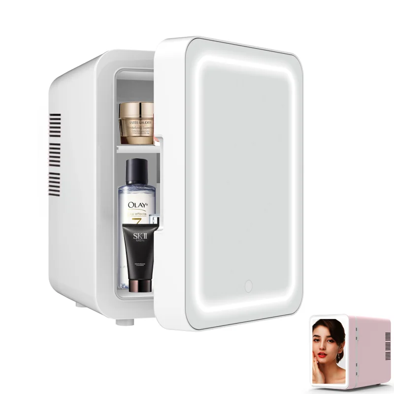 Mini geladeira refrigerador beleza cosméticos caixa de gelo pequeno espelho grande capacidade portátil cômoda espelho vaidade