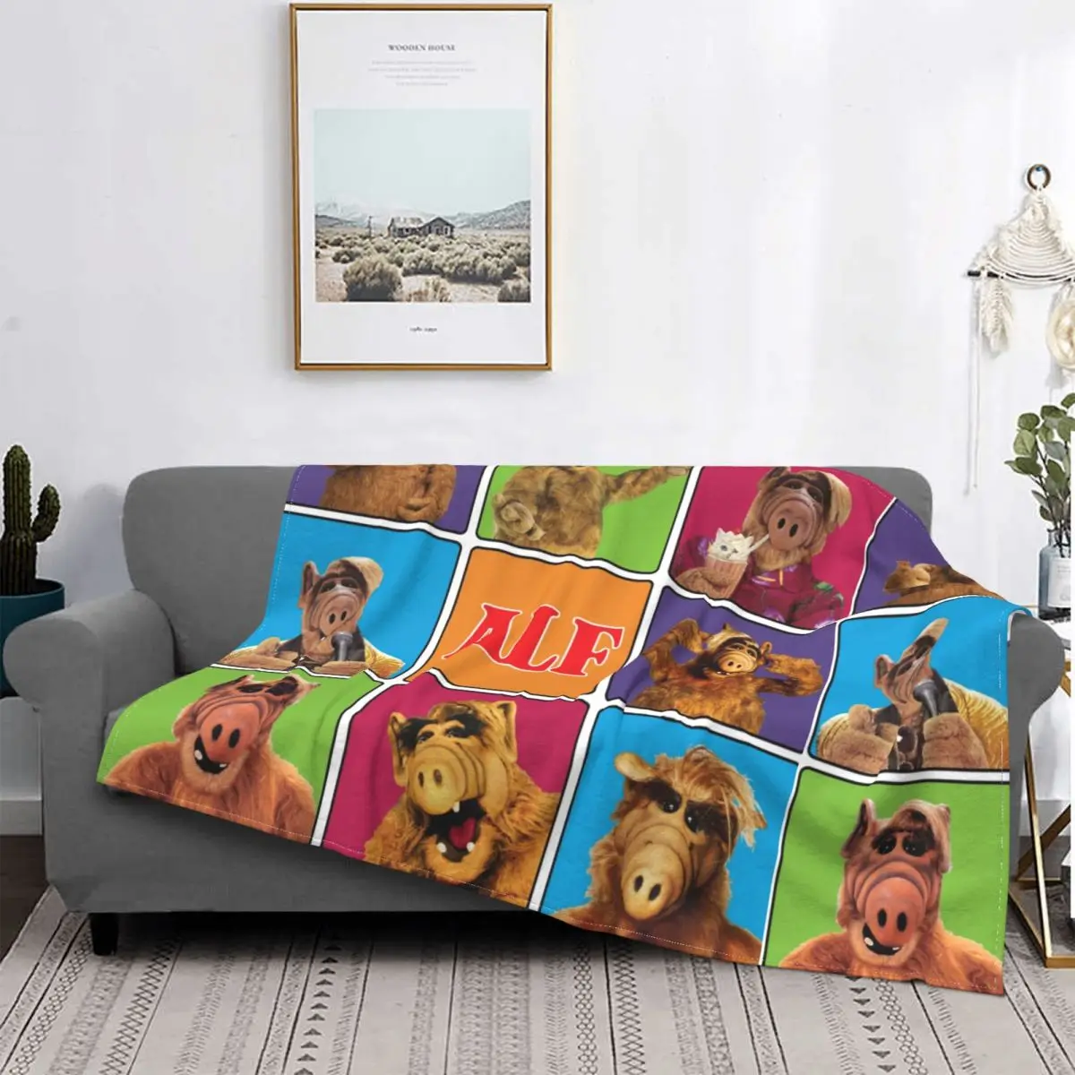 

3D Print Alien Life Form ALF Meme Collage Blankets Breathable Soft Flannel Autumn Tv Show Throw Blanket for Sofa Travel Bedding