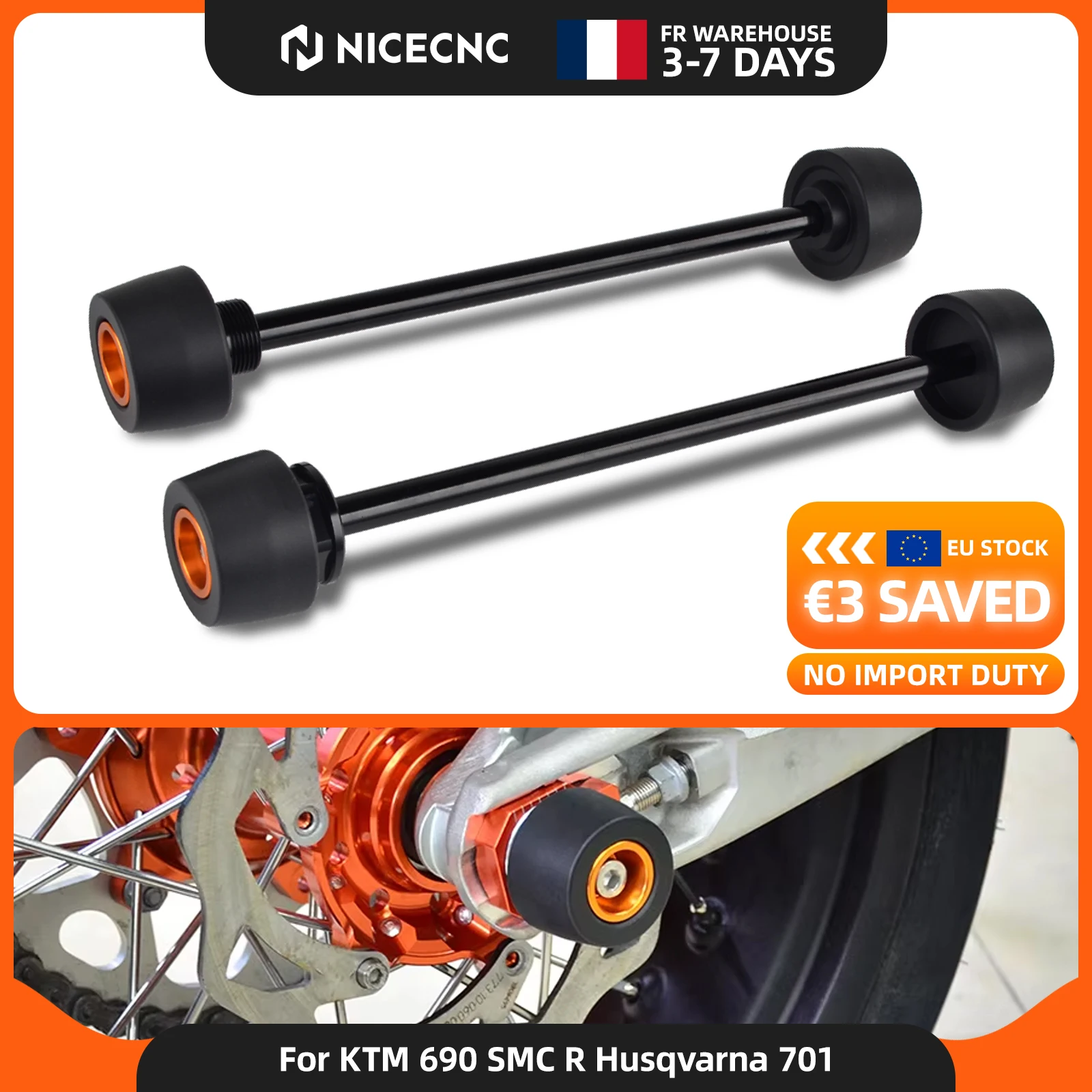 Für Husqvarna 701 Supermoto VITPILEN Vorder- und Hinterradachsen-Crash-Protektor KTM 690 SMC R 2019-2021 KTM 690 Duke 2008-2019 690 Duke R 2010 690 SMC 2007-2011 690 Supermoto 2007 690 Supermoto R