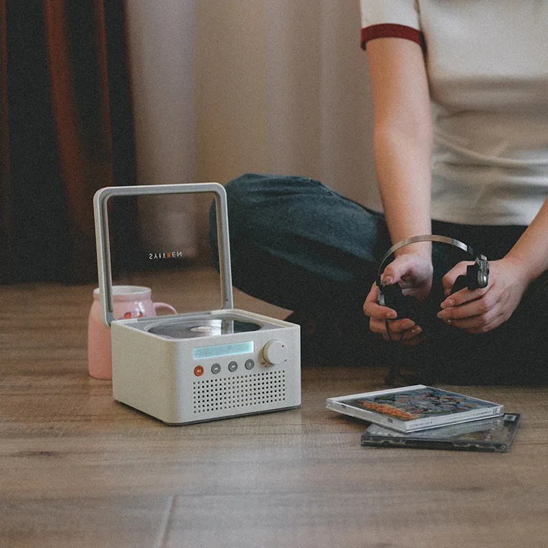 SYITREN R200 Retro CD Player Bluetooth Speaker 2-Way Bluetooth Screen Vintage CD Music Player Integrated Stereo Audio System