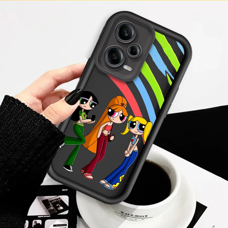 The-P-Powerpuff-Girls Cartoon Eye Ladder For Xiaomi Redmi Note 13 12 12C 11 11S 10 10C 10A 9C 9A Pro 5G Funda Phone Case