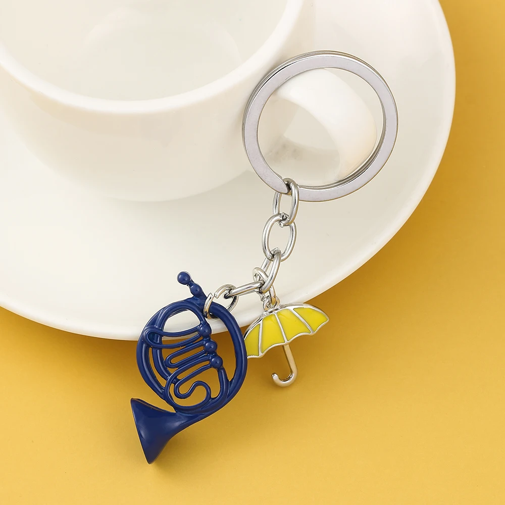 1pc HIMYM How I Met Your Mother Key Chain Yellow Umbrella mother Blue French Horn Keychain Key Ring Women Men Car Accessories