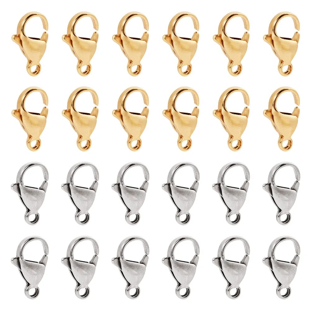 100Pcs 304 Stainless Steel Lobster Claw Clasps Parrot Trigger Clasps Real 24K Gold Plated for Jewelry Making  Keychain Supplies