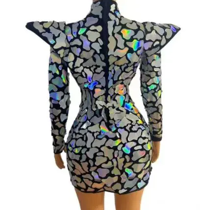 Laser Colorful Sexy Short Skirt Jazz Dance Performance Costume Bar Nightclub Festival Party Female Singer Stage Clothing