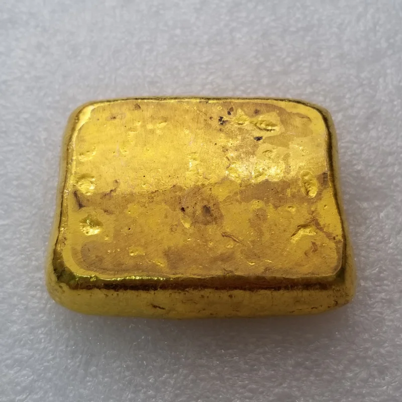 Antique Crafts Gold Ingot Gold Bar Gold-Plated Brass Gold-Plated Yongzheng Sanhuang Copper Material Non-GoldJ51