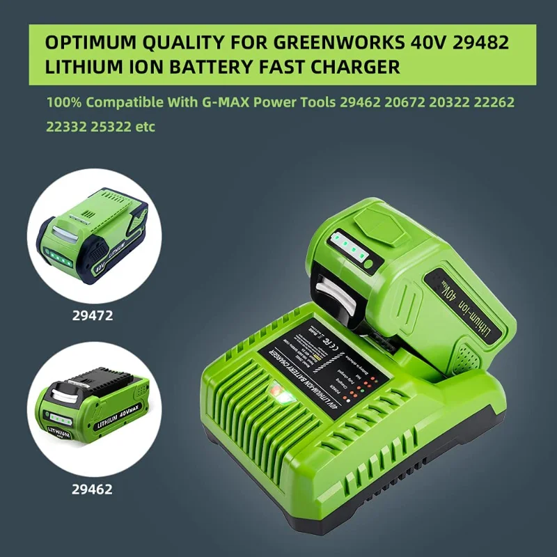 Newest 40V Lithium Battery Charger 29482 For GreenWorks 40V Li-ion battery 29472 ST40B410 BA40L210 STBA40B210 29462 20262 29282