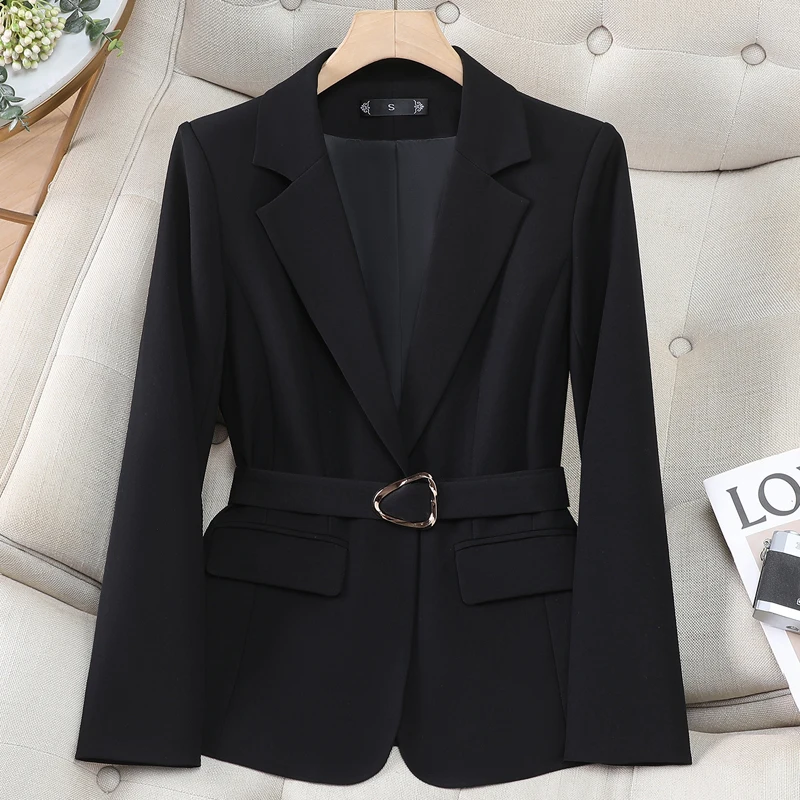 ZJYT 2026 Autumn New Coats and Jackets Women Elegant Lace Up White Black Blazers Femmes Formal Office Wear to Work Outerwear