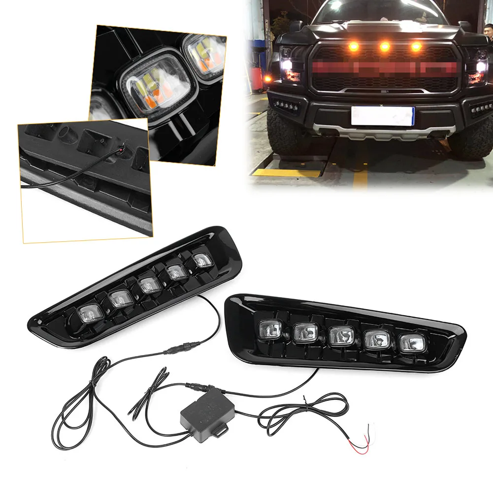 For Ford F150 Raptor 2016 2017 2018 Car LED Day Light Front Bumper Fog Lamp White 1Pair